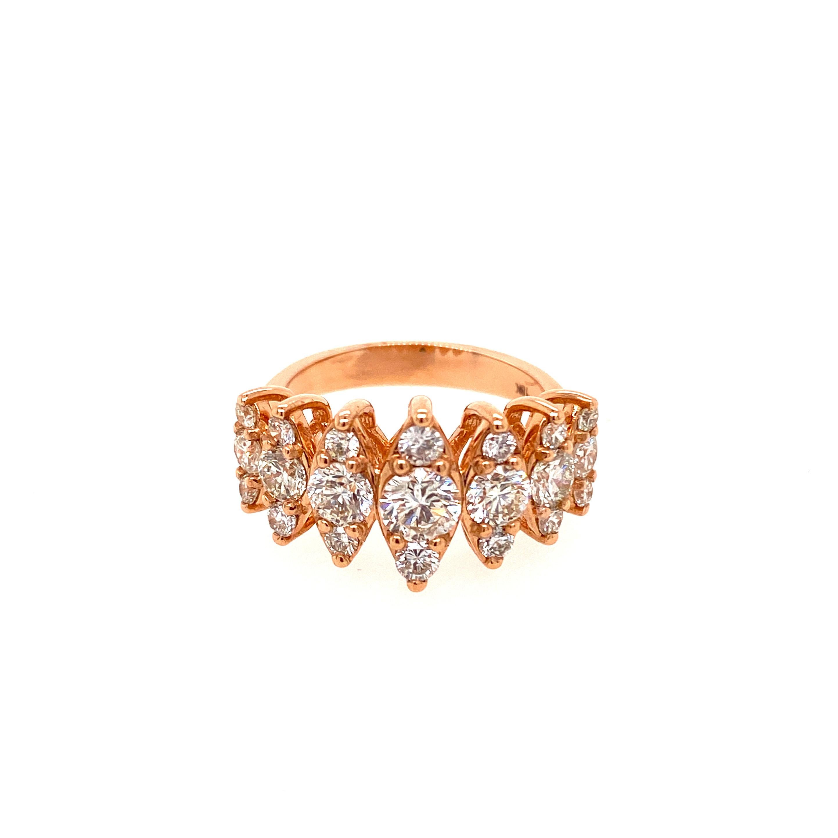 Contemporary Ethonica Diamond Band in 18 Karat Rose Gold For Sale