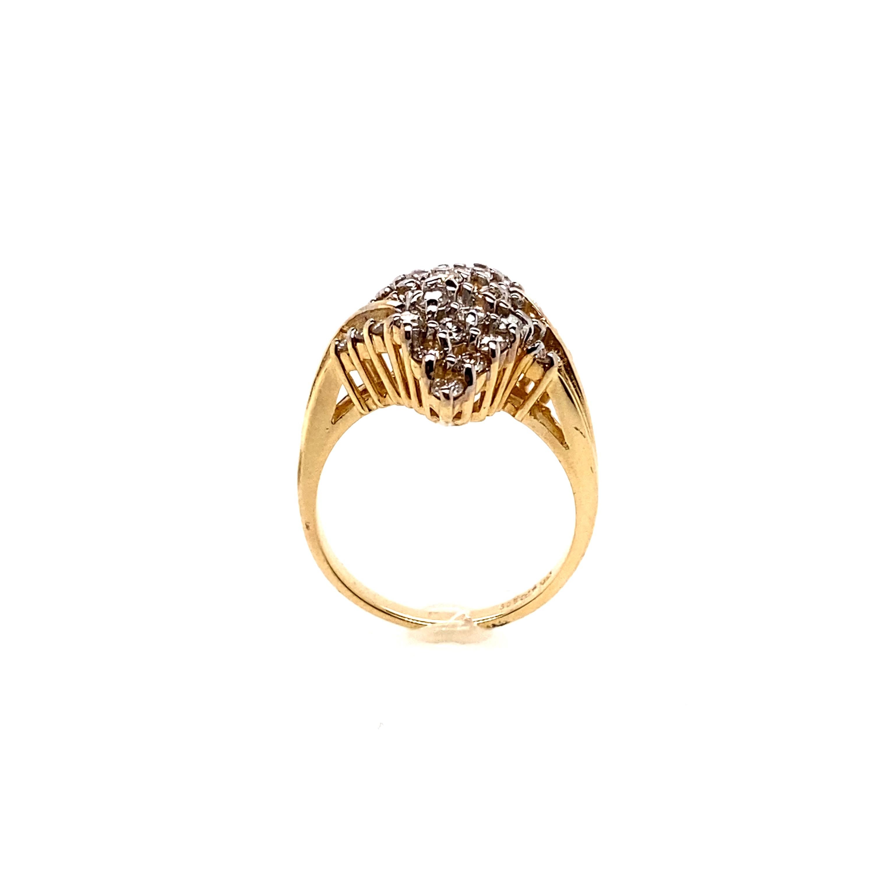 Round Cut Ethonica Diamond Cluster Ring in 14 Karat Gold For Sale