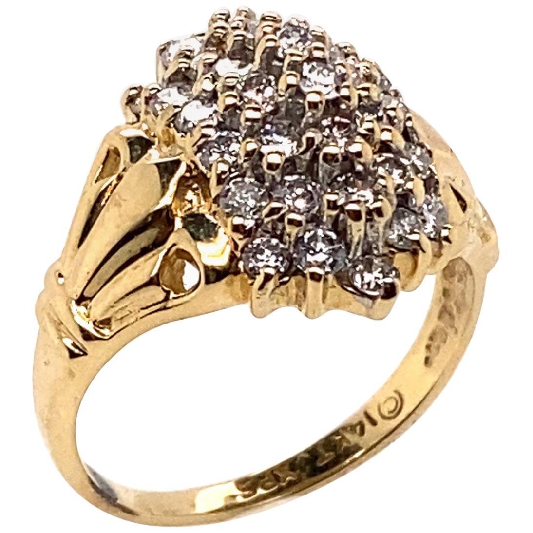 Ethonica Diamant-Cluster-Ring aus 14 Karat Gold im Angebot