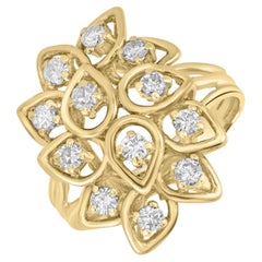 carrot gold cluster ring Ethonica Diamond Cluster Ring in 14 Karat Gold