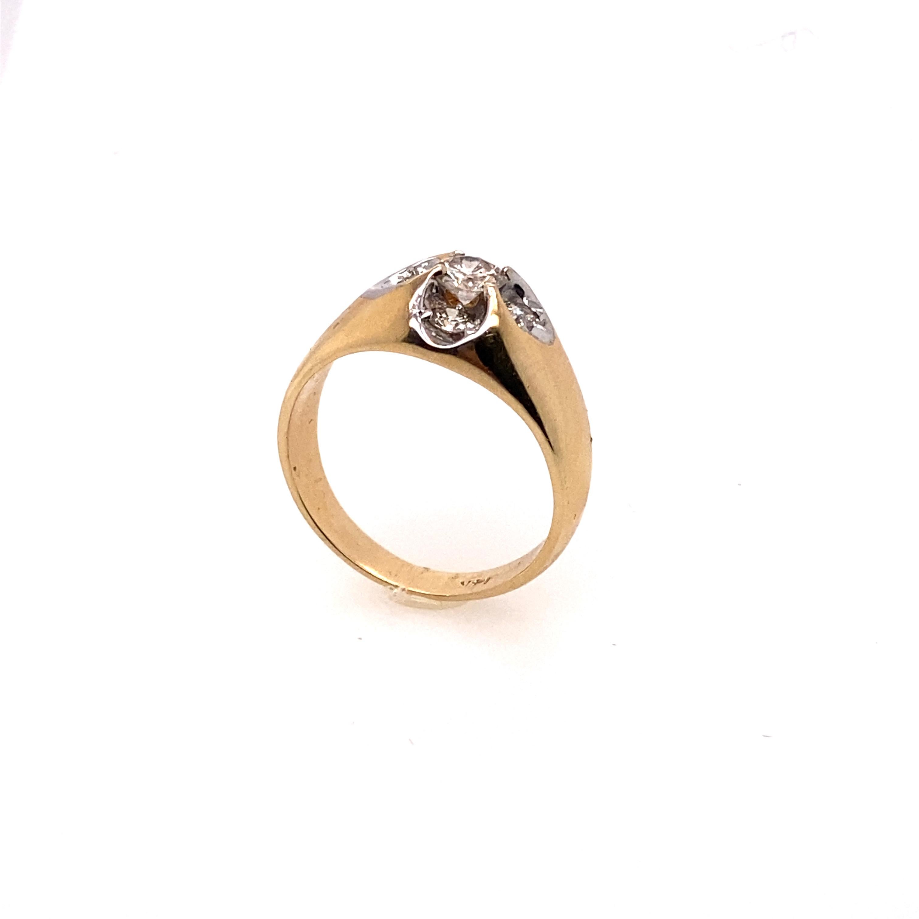 Contemporary Ethonica Diamond Dome Ring in 14 Karat Gold For Sale