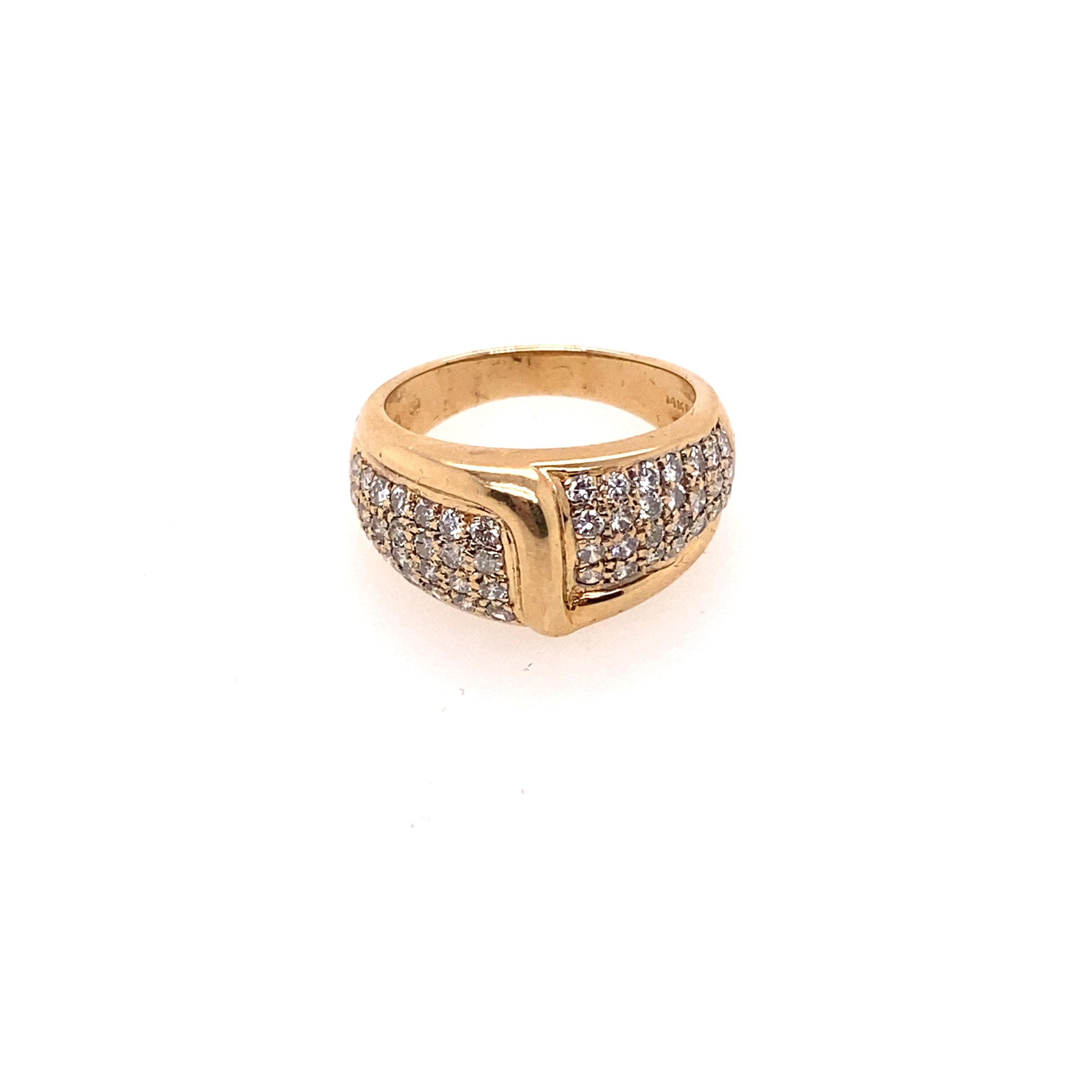Contemporary Ethonica Diamond Dome Ring in 14 Karat Gold For Sale