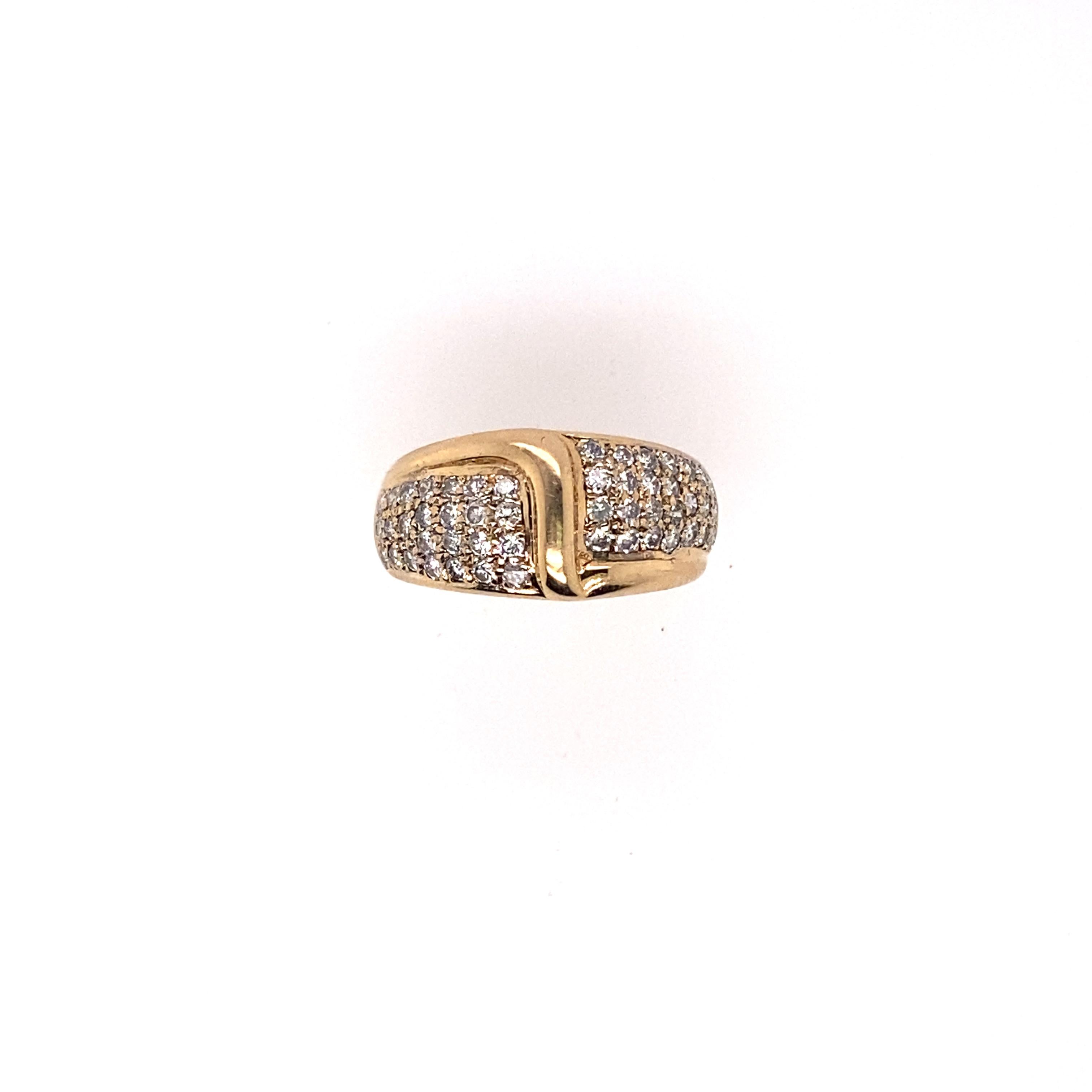 Round Cut Ethonica Diamond Dome Ring in 14 Karat Gold For Sale