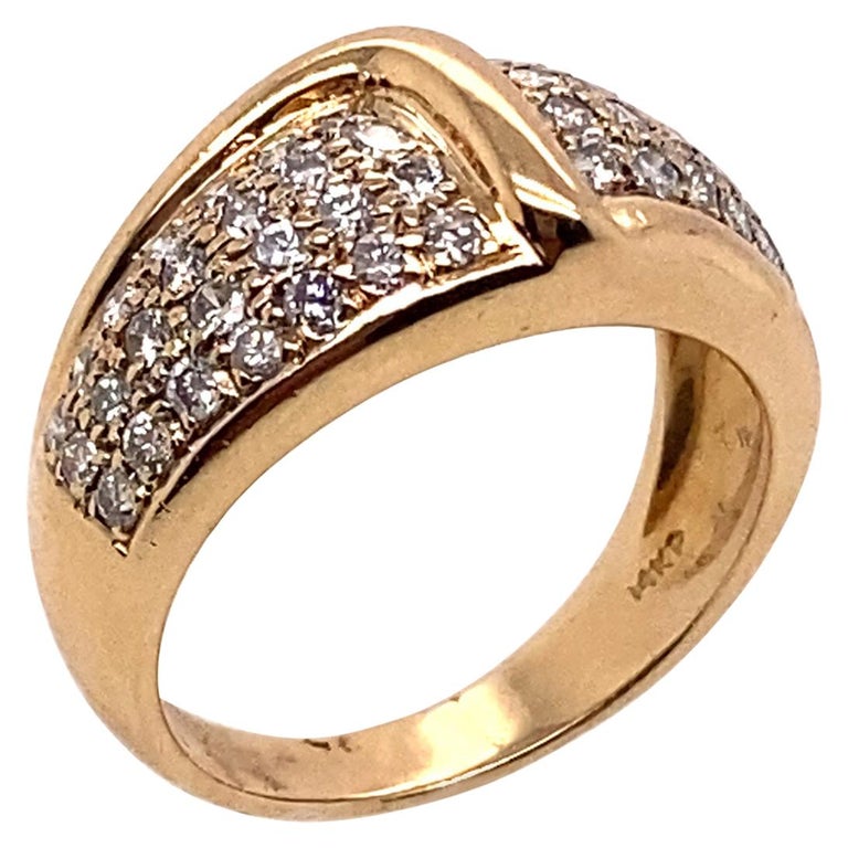 Ethonica Diamond Dome Ring in 14 Karat Gold For Sale at 1stDibs