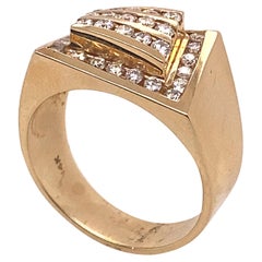 Ethonica Diamond Signet Ring in 14 Karat Gold