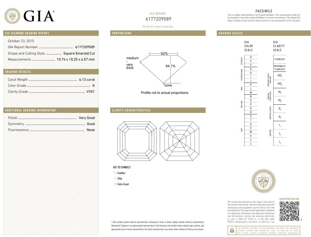 Ethonica: Platinring mit drei Steinen, GIA-zertifizierter Diamant im Asscher-Schliff (Zeitgenössisch) im Angebot