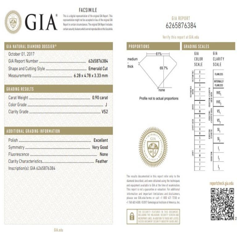 Ethonica: Platinring mit drei Steinen, GIA-zertifizierter Diamant im Asscher-Schliff Damen im Angebot