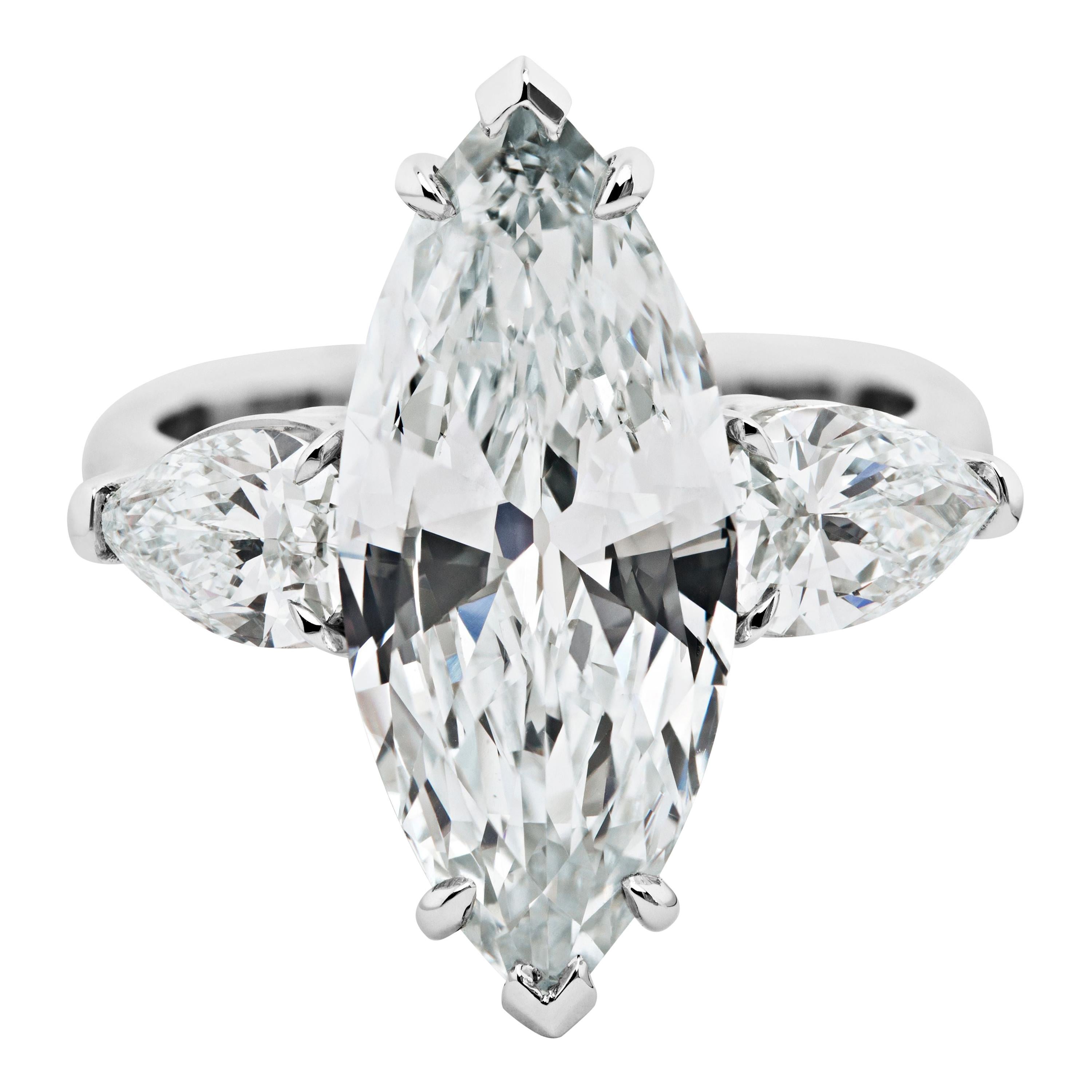 Ethonica GIA Certified Marquise Diamond Ring in 18 Karat Gold