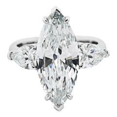 Ethonica Bague en or 18 carats avec diamant marquise certifié GIA