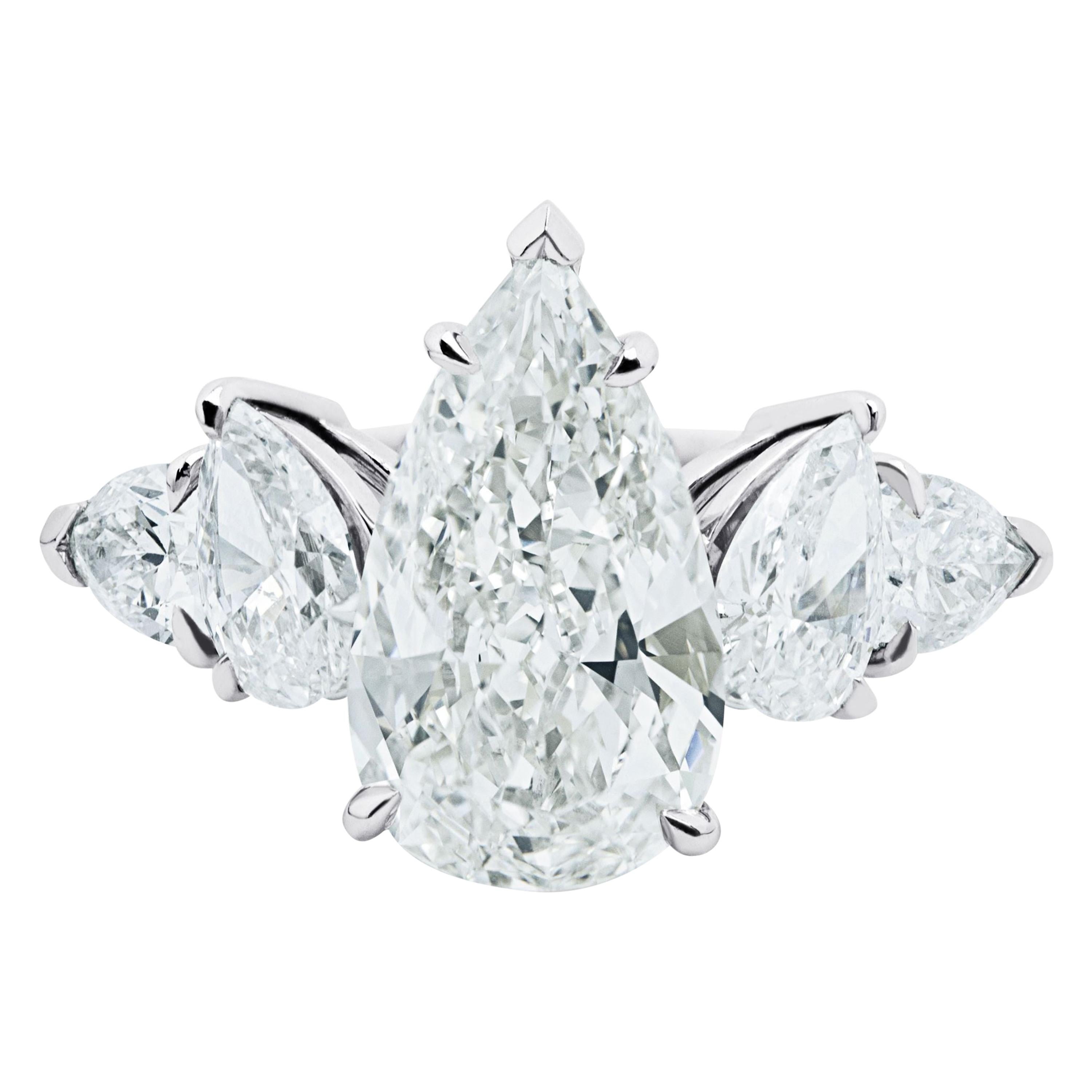 Ethonica GIA Certified Pear Diamond Ring in Platinum
