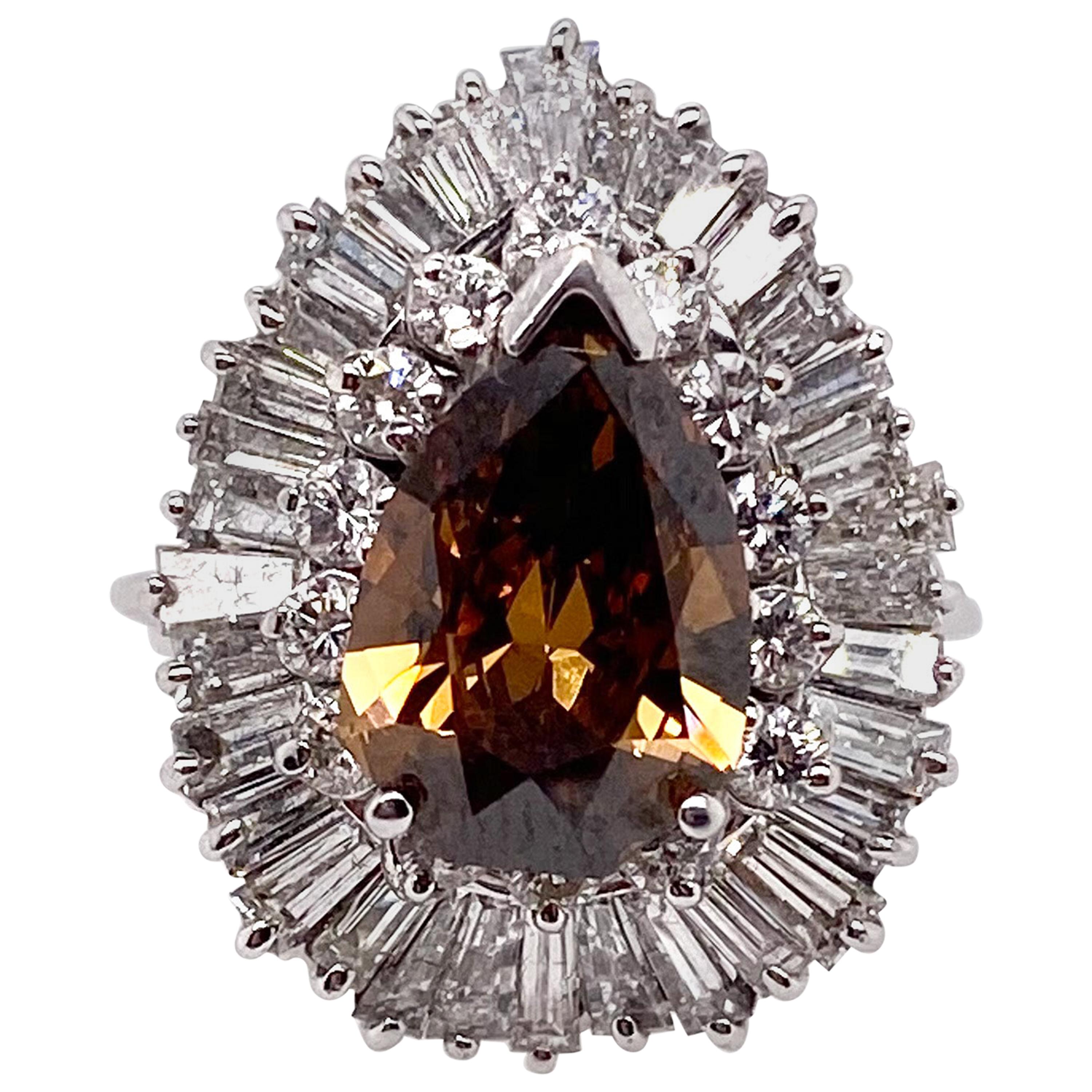 Ethonica GIA Certified Rare Fancy Brown Shield Brilliant Diamond Ring in 18K For Sale