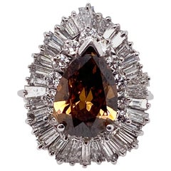Ethonica GIA zertifizierter seltener brauner Brillant-Diamantring mit schieferbraunem Schild in 18K