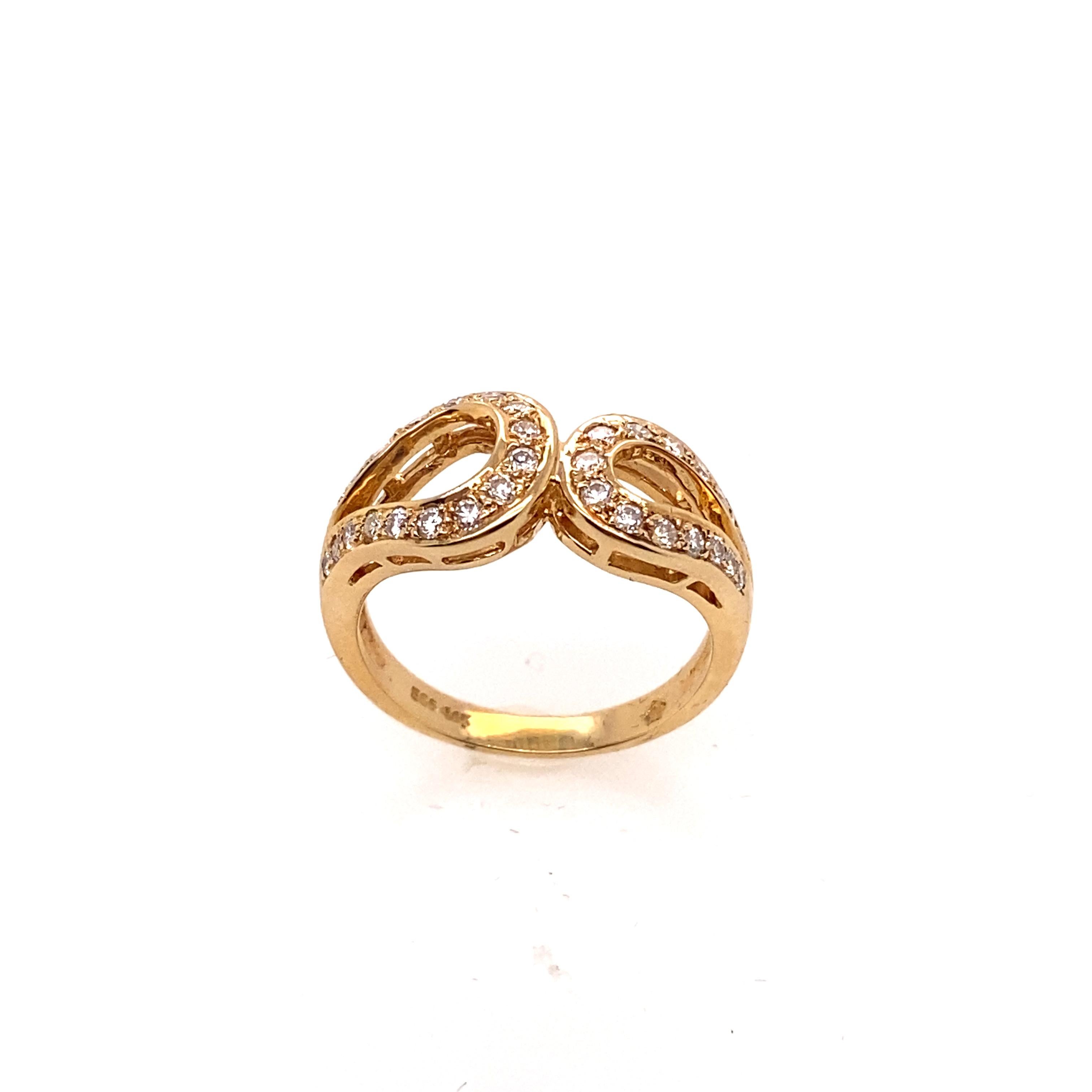 The thirty-three brilliant round diamonds set in the 14K yellow gold ring featured by a infinity design. This ring features a very classic look and can be worn as a daily-wear.

Diamonds Weight: 0.50 carat
Diamonds Shape : Brilliant Round
Diamonds
