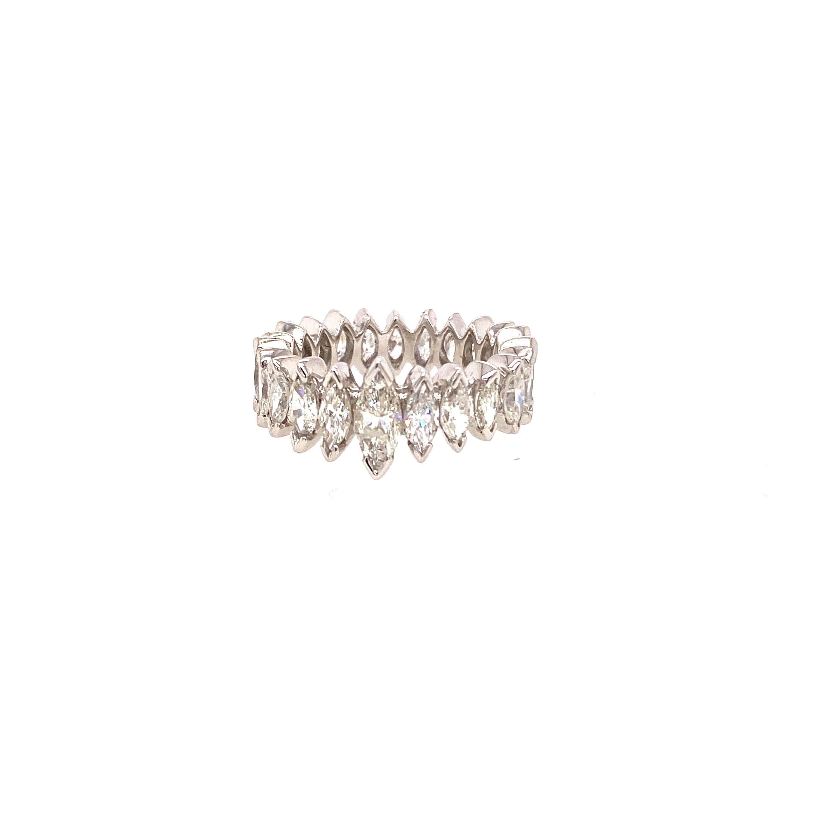 Contemporary Marquise Diamond Band in 14 Karat Gold For Sale