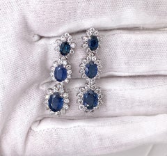 Ethonica Midnight Blue Sapphire and Diamond Cluster Earrings in 18 Karat Gold