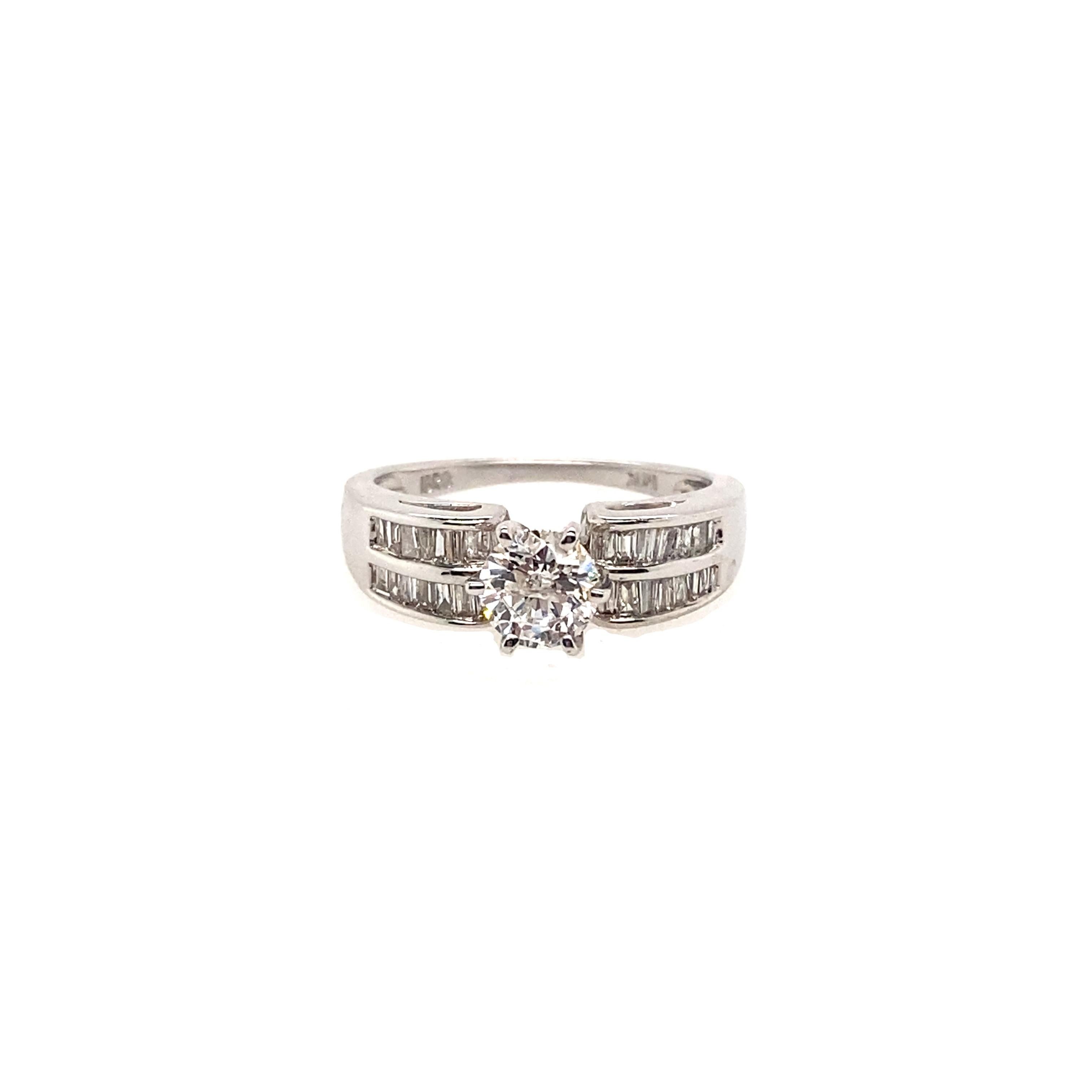 Round Cut Ethonica Solitaire Diamond Ring in 14 Karat Gold For Sale