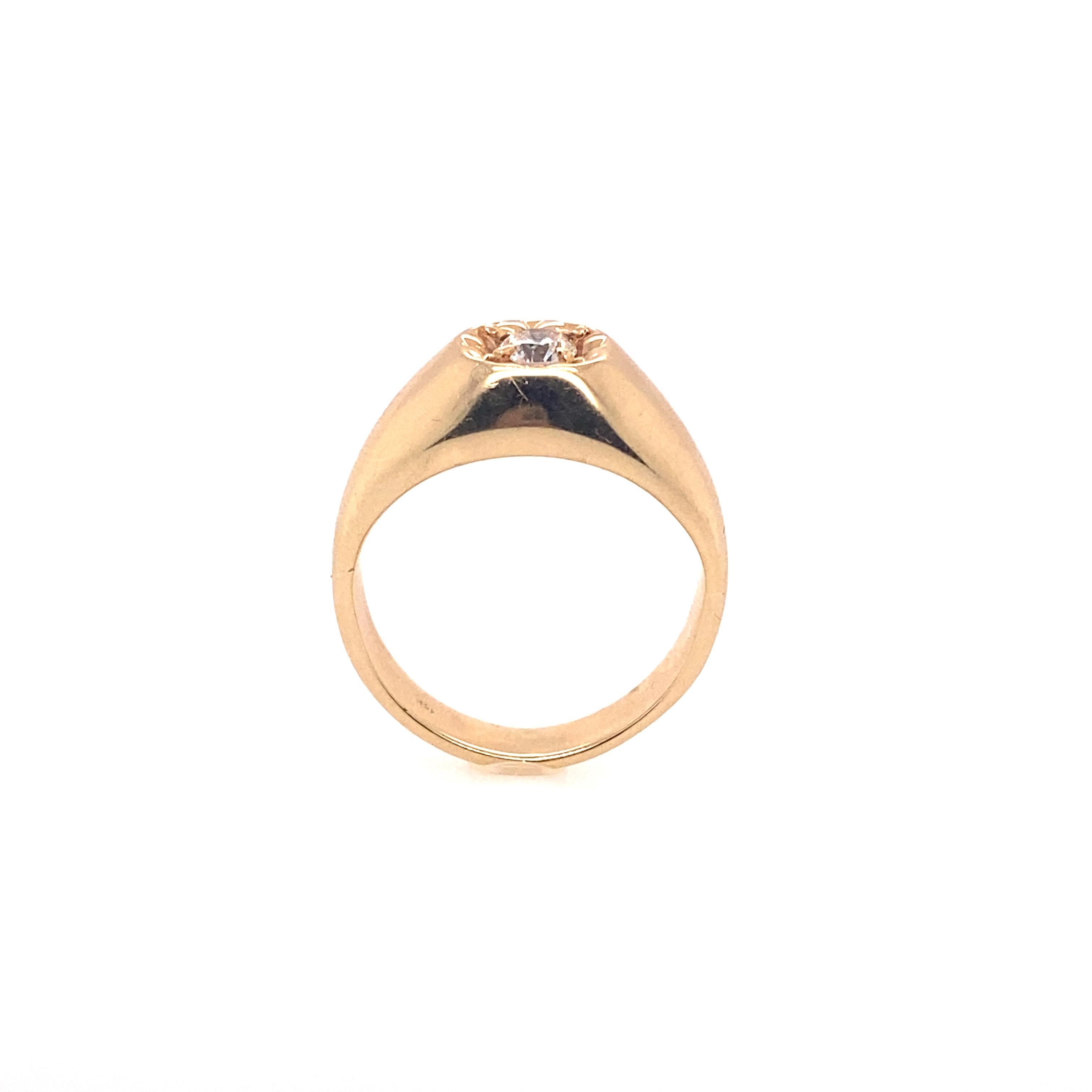 Contemporary Ethonica Solitaire Diamond Ring in 14 Karat Gold For Sale