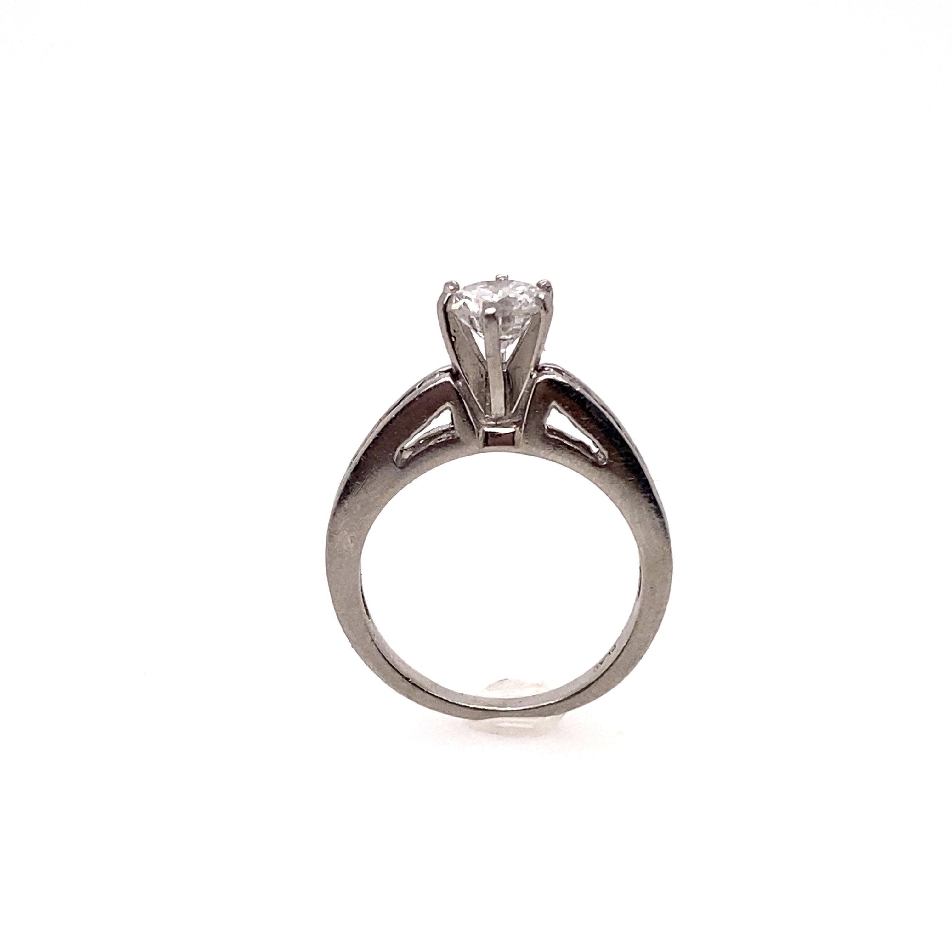 Round Cut Ethonica Solitaire Diamond Ring in Platinum For Sale