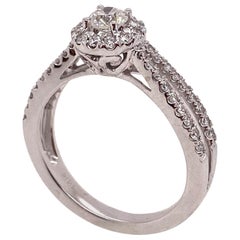 Ethonica Solitaire Diamond Ring with Split Shank in 14 Karat Gold