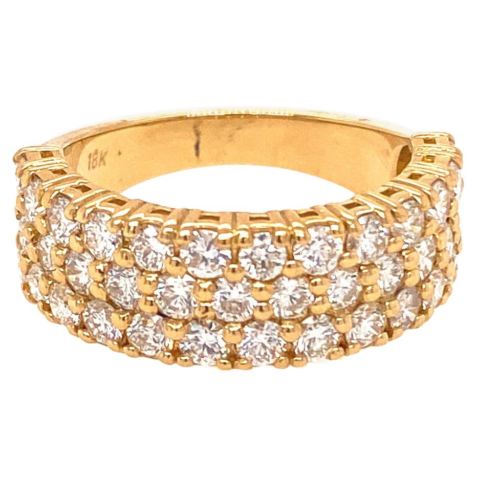 Ethonica Three-Row Diamond Band in 18 Karat Gold