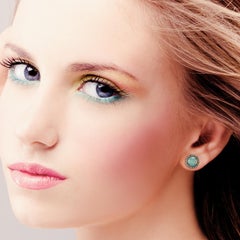 Ethiopian Opal Diamond 18 Karat Gold Stud Earrings