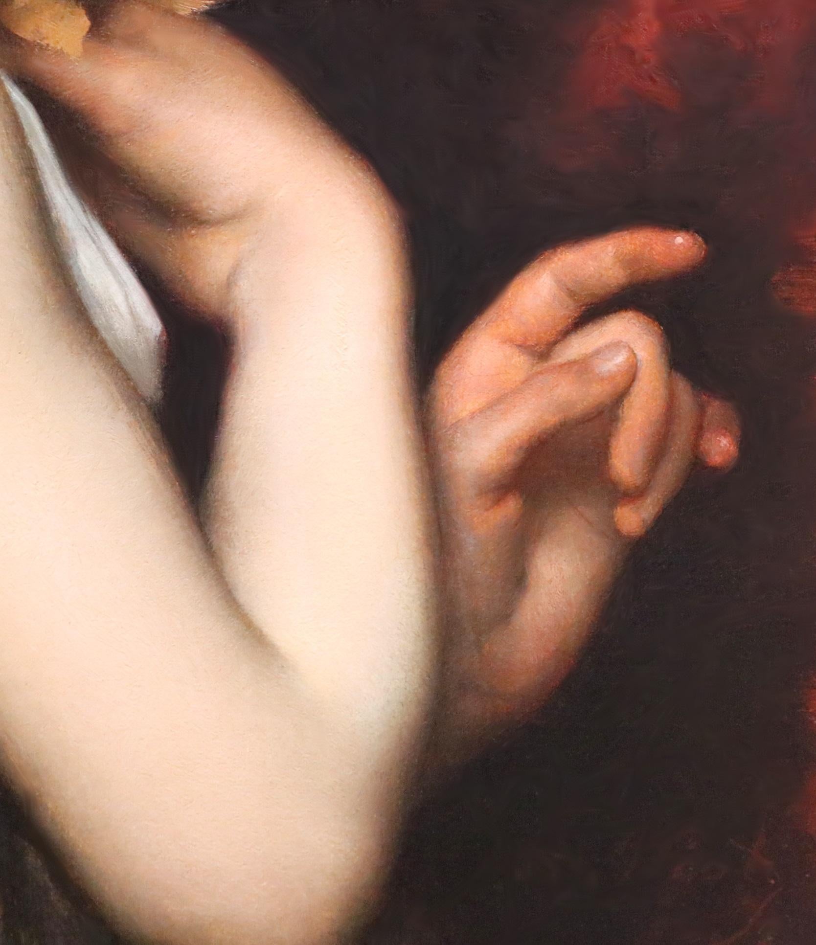 Peinture à l'huile du 19e siècle représentant une jeune fleuriste parisienne de la Belle Epoque en vente 1