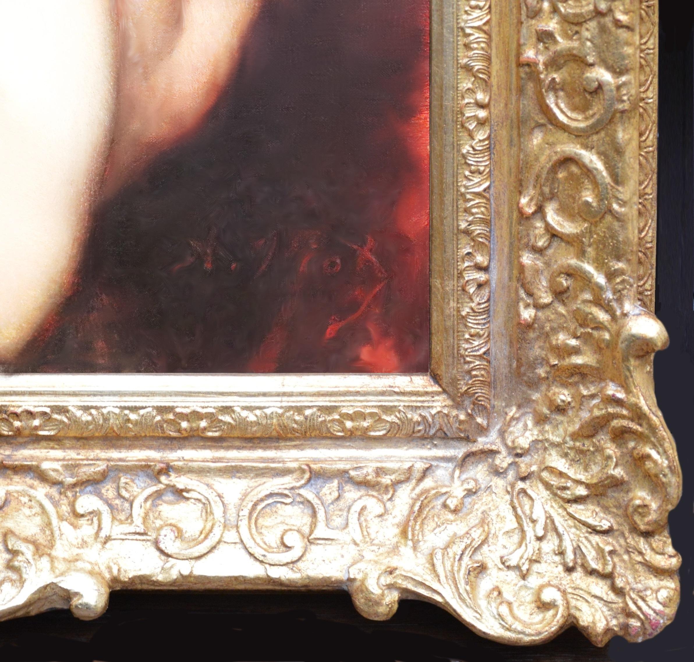 Peinture à l'huile du 19e siècle représentant une jeune fleuriste parisienne de la Belle Epoque en vente 4