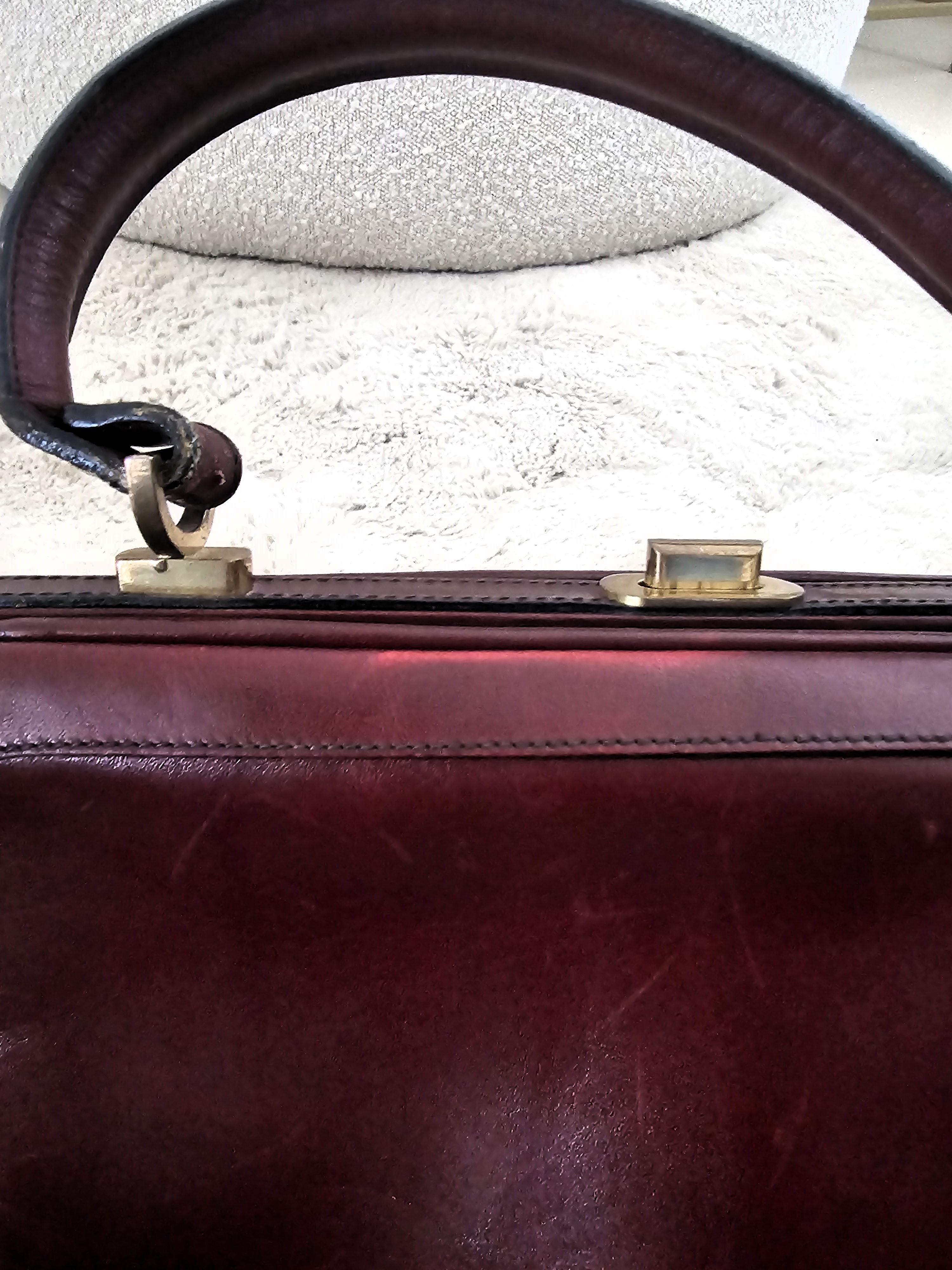 Etienne Aigner Tasche Vintage 80s Rot Braun Leder im Angebot 5