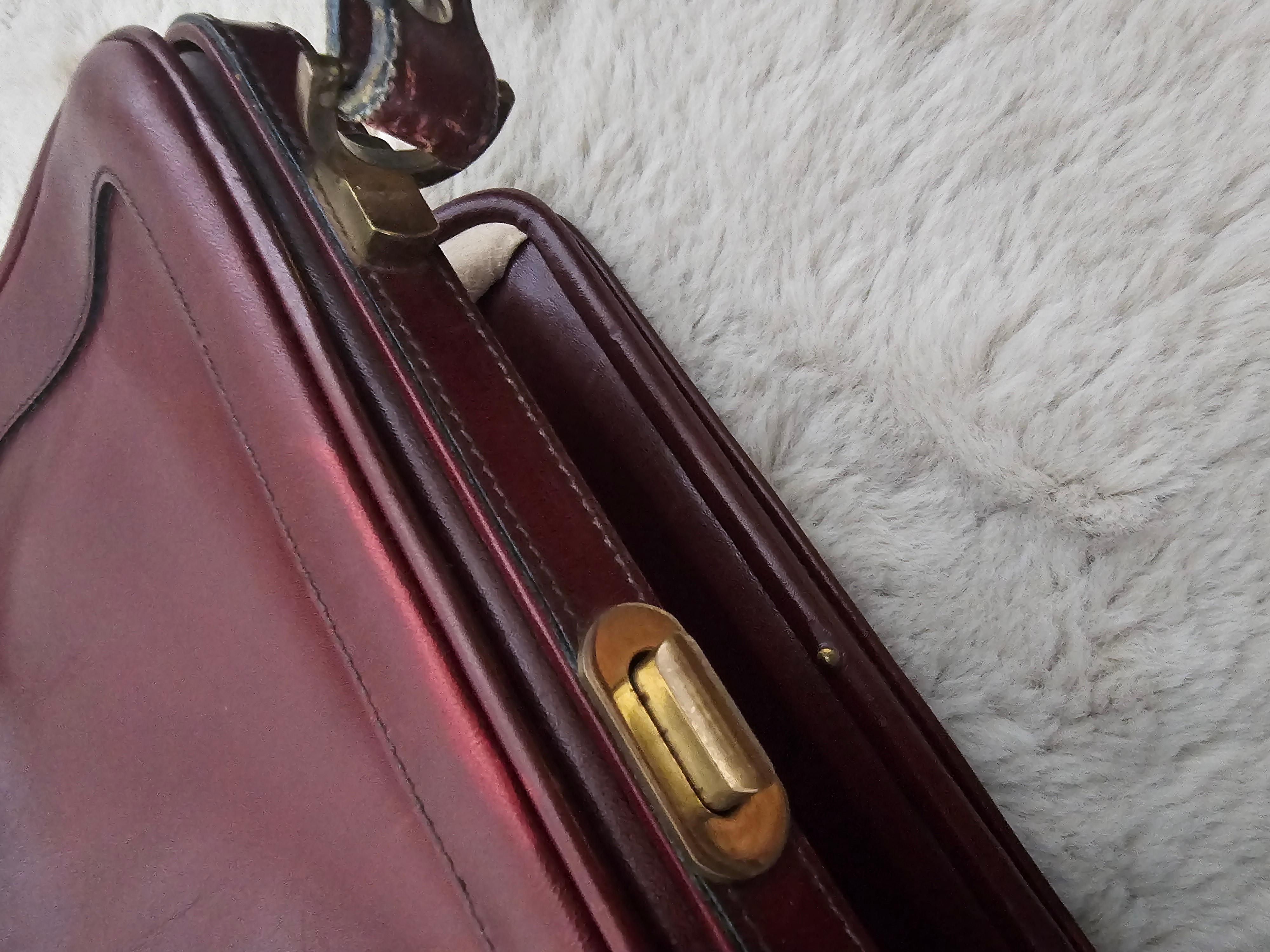 Etienne Aigner Tasche Vintage 80s Rot Braun Leder im Angebot 6