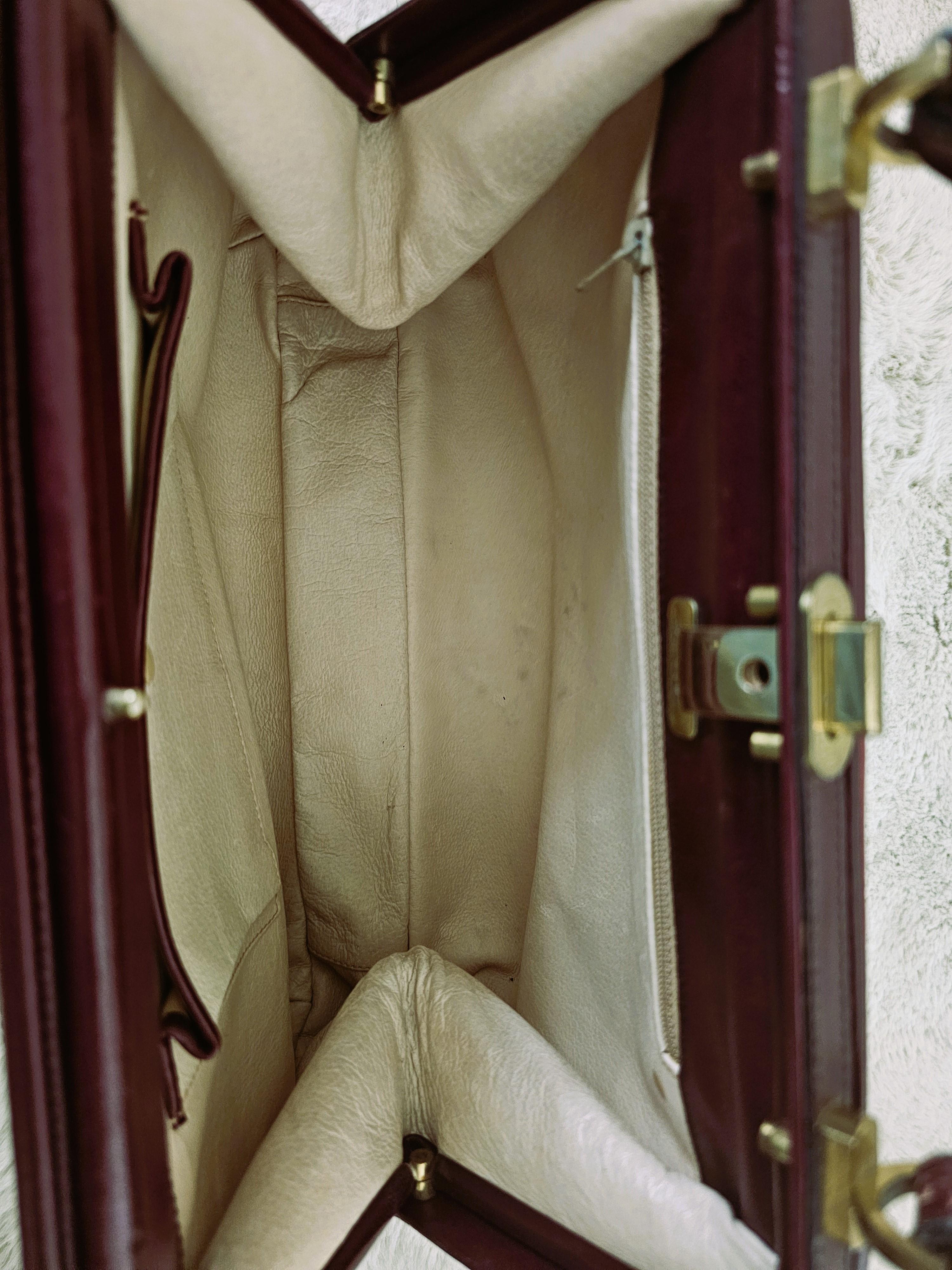 Etienne Aigner Tasche Vintage 80s Rot Braun Leder im Angebot 7