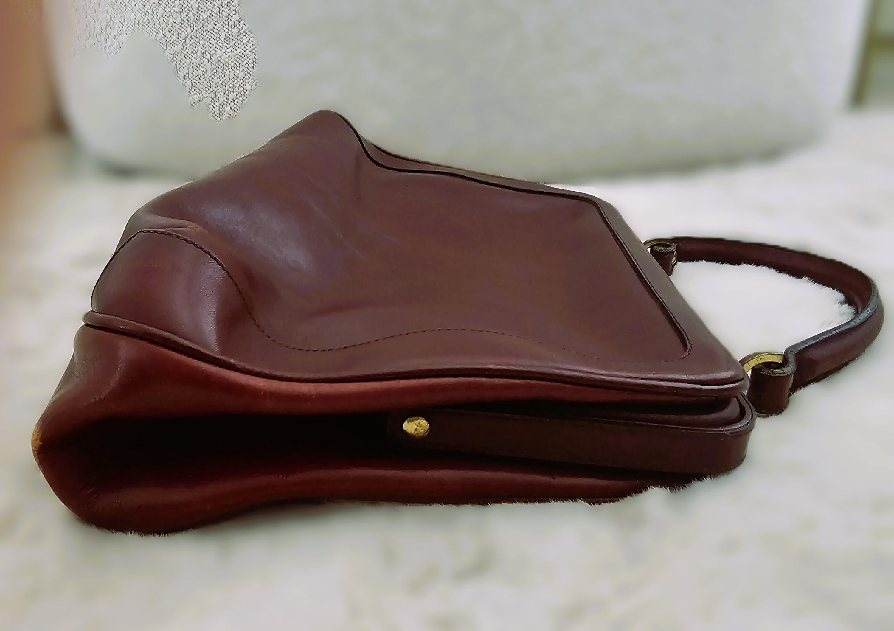 Etienne Aigner Tasche Vintage 80s Rot Braun Leder im Angebot 9