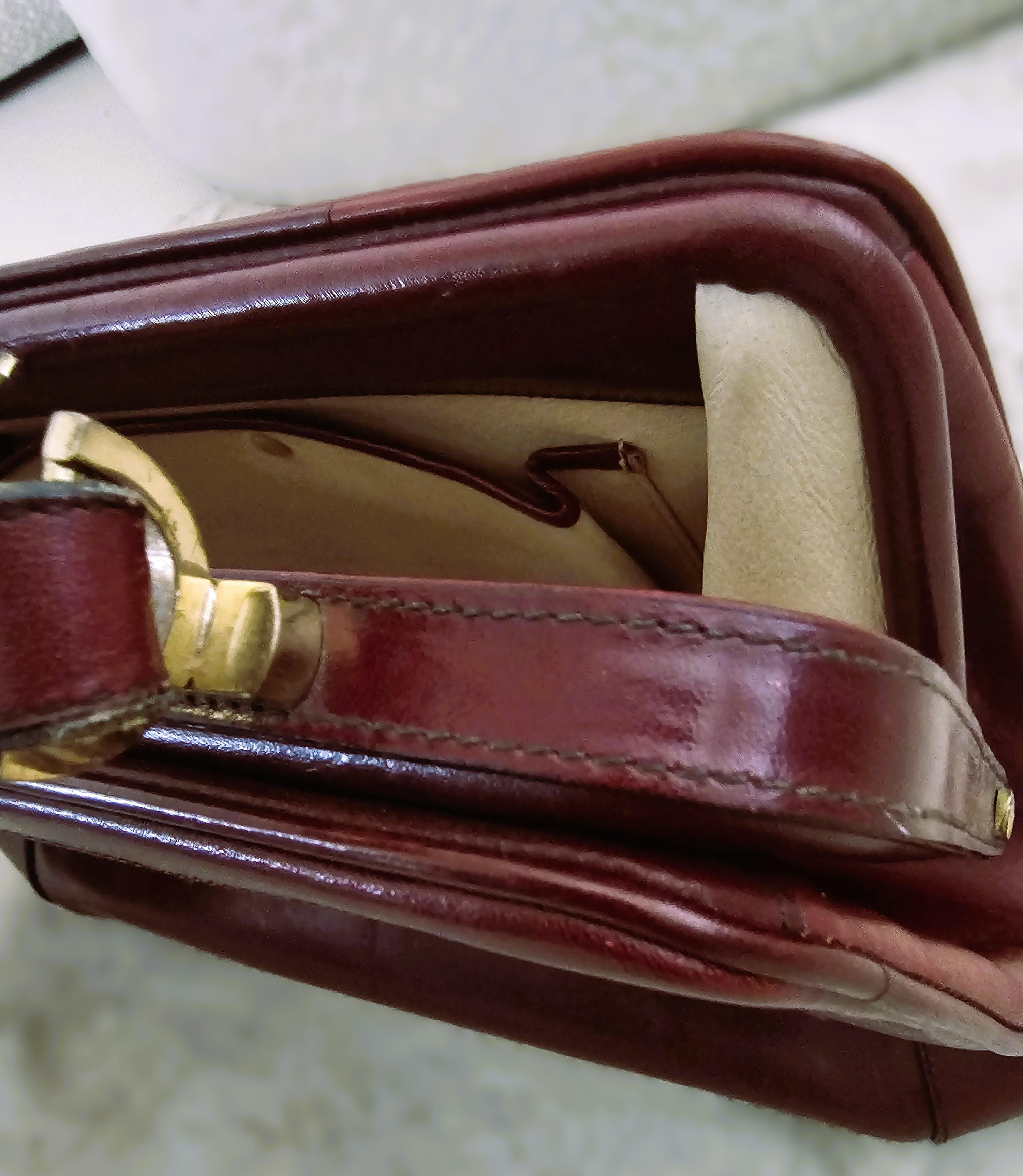 Etienne Aigner Tasche Vintage 80s Rot Braun Leder Damen im Angebot