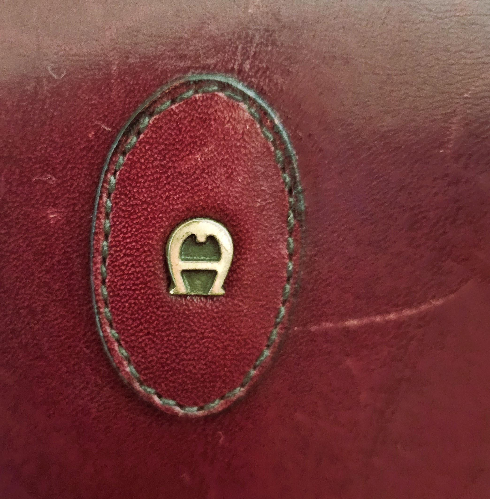 Etienne Aigner Tasche Vintage 80s Rot Braun Leder im Angebot 2