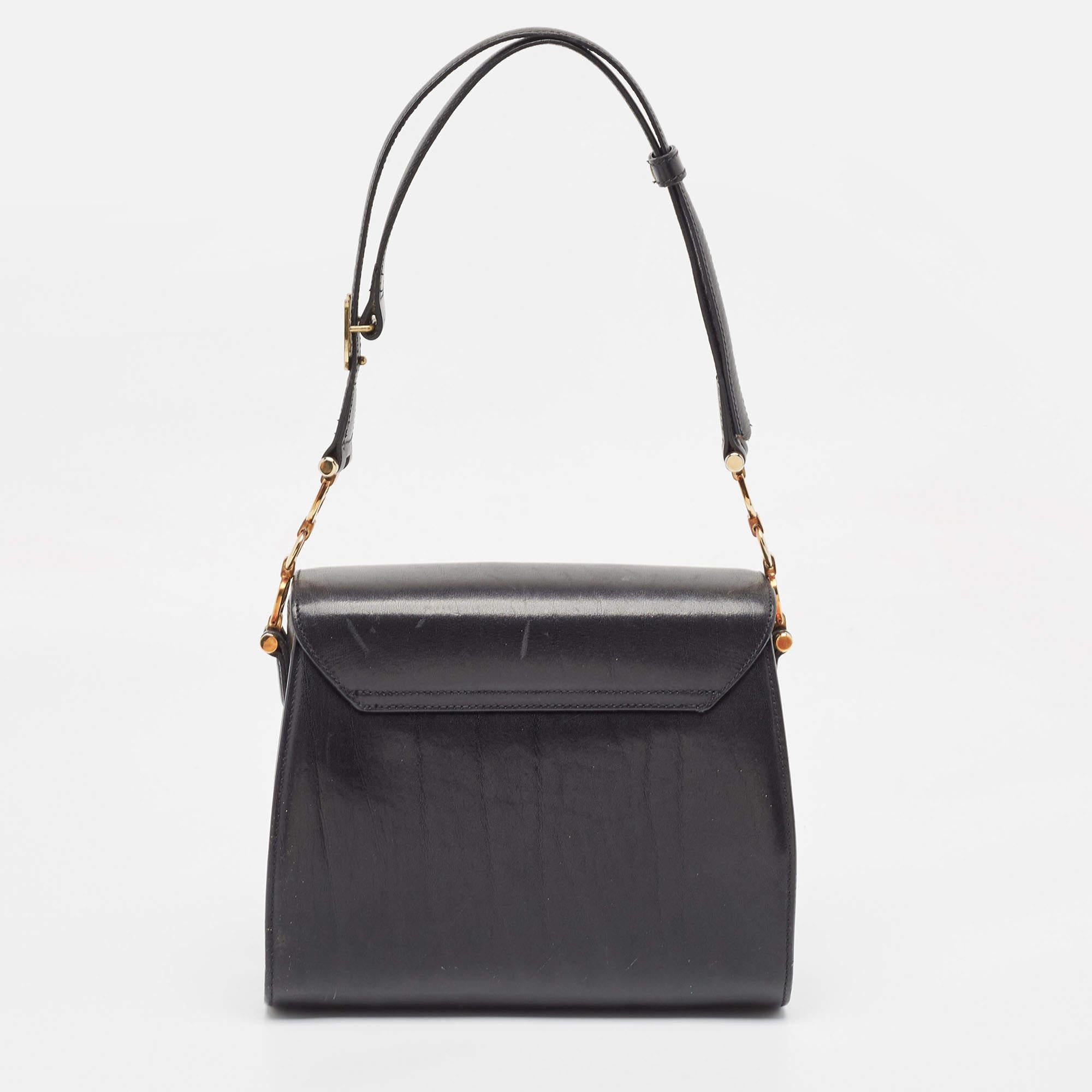 Women's Etienne Aigner Black Glossy Leather Shoulder Bag