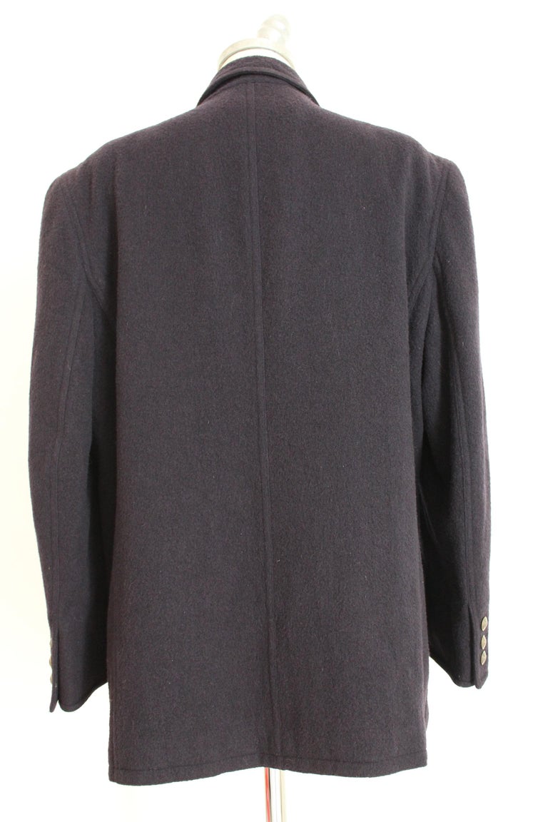 Etienne Aigner Blue Wool Oversize Double Breasted Jacket 1980s at 1stDibs