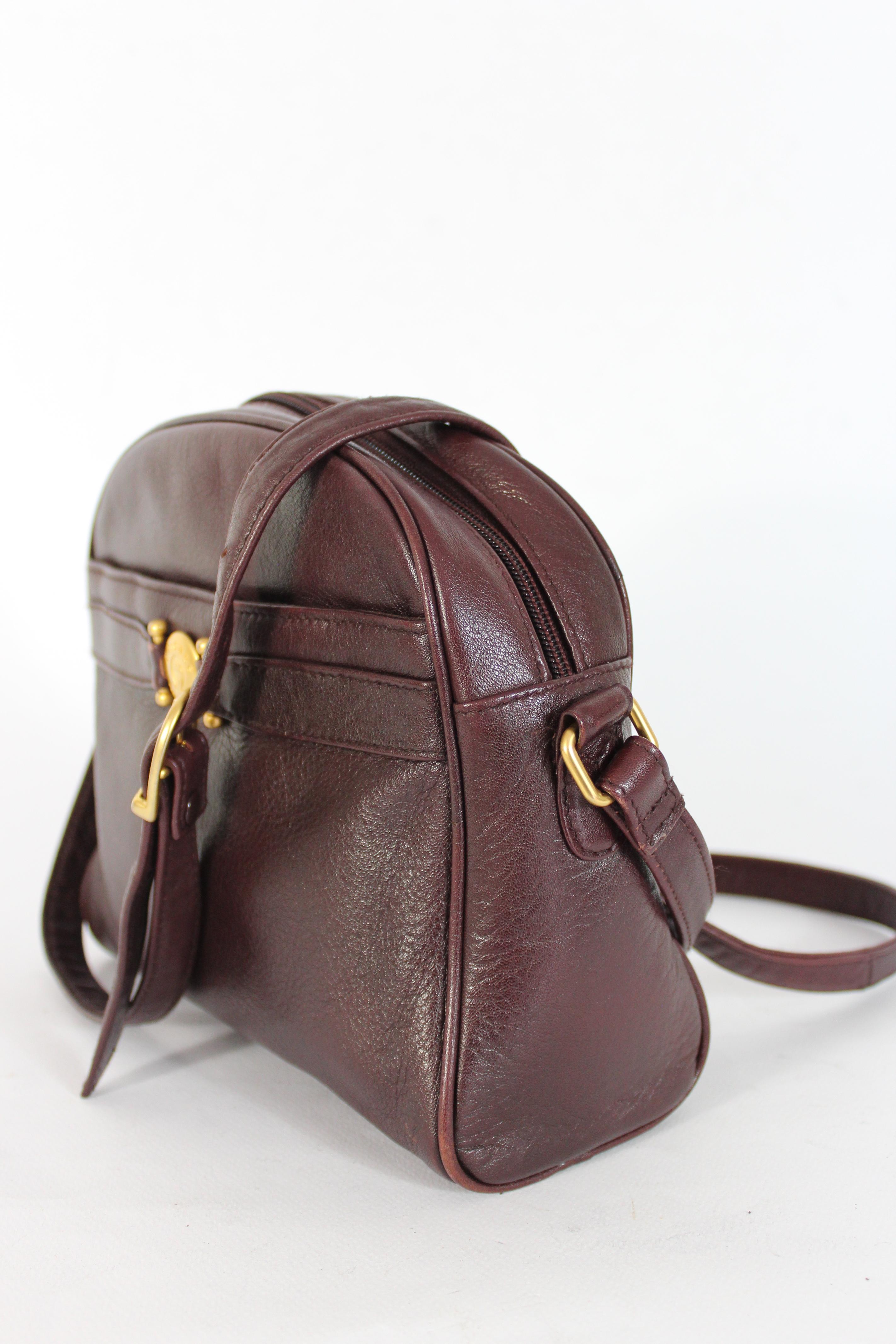 Nero Etienne Aigner Borsa a tracolla in pelle bordeaux anni '80