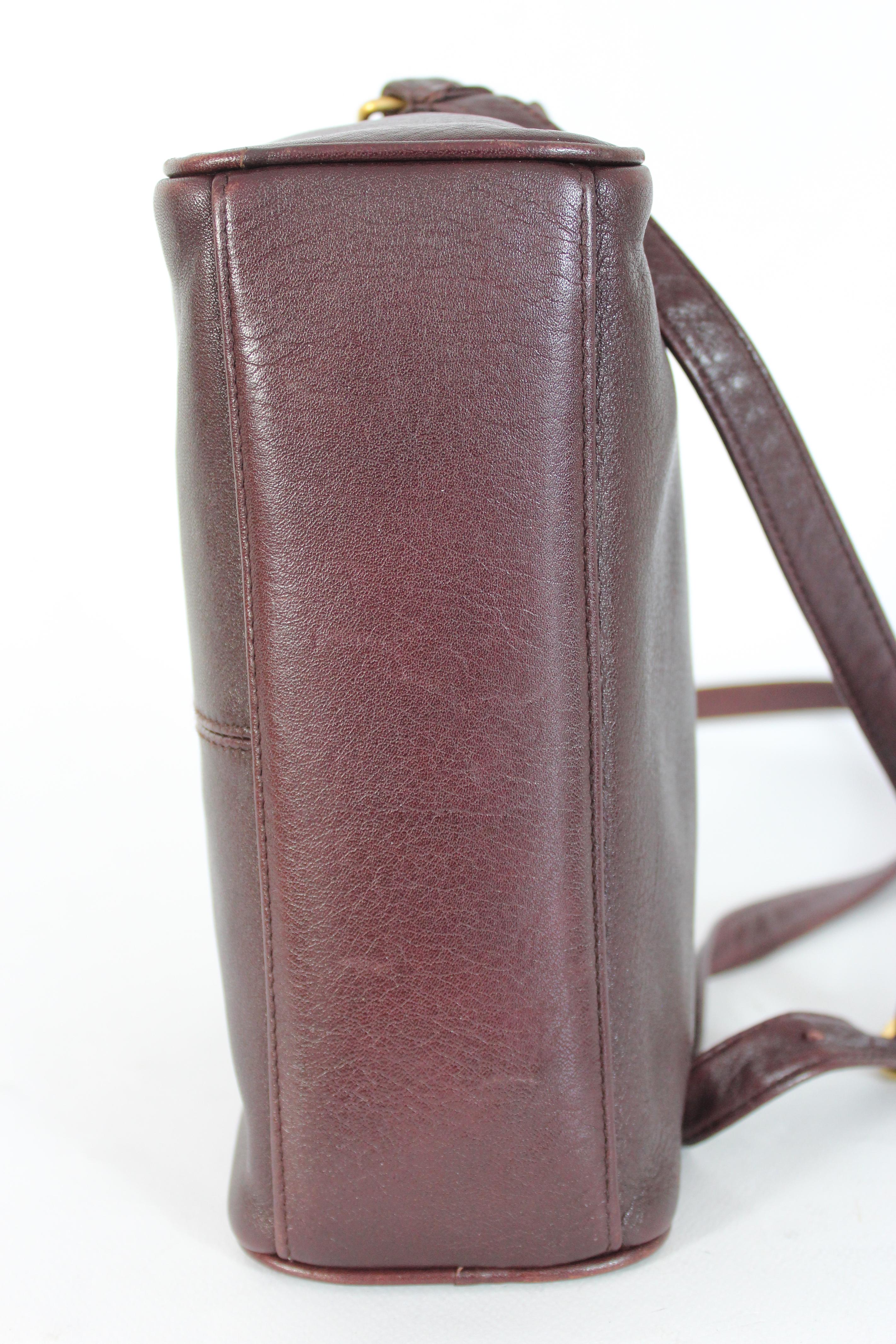 Black Etienne Aigner Burgundy Leather Shoulder Bag 1980s