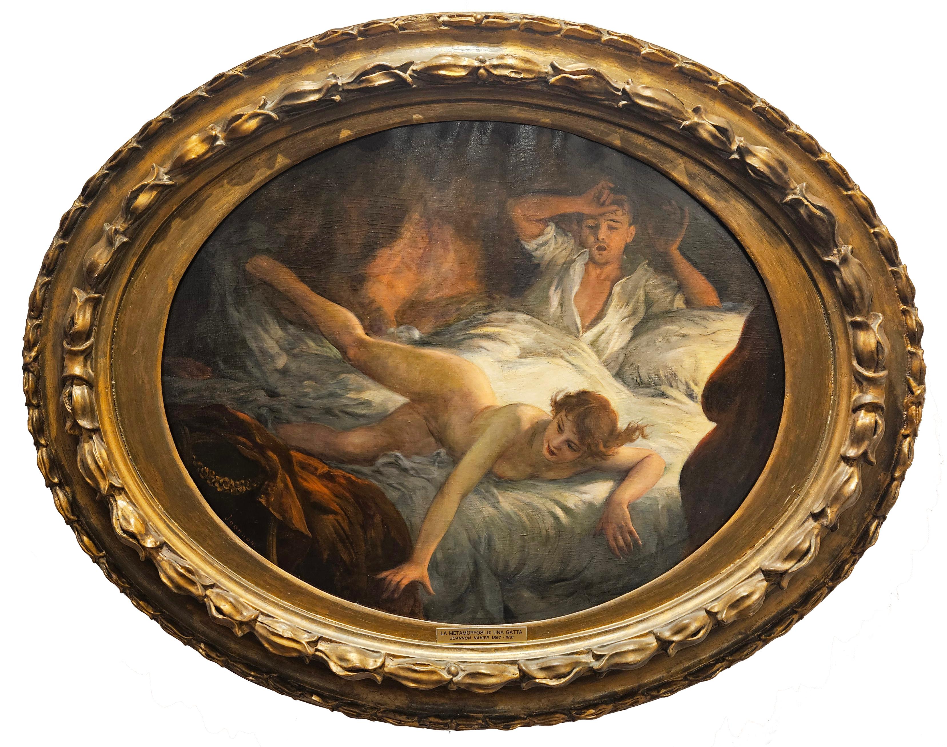 La metamorfosi di una gatta - Painting di Etienne Albert Joannon Navier