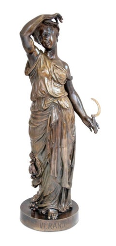 Antique Etienne Stella "Verano" Patinated Bronze Sculpture