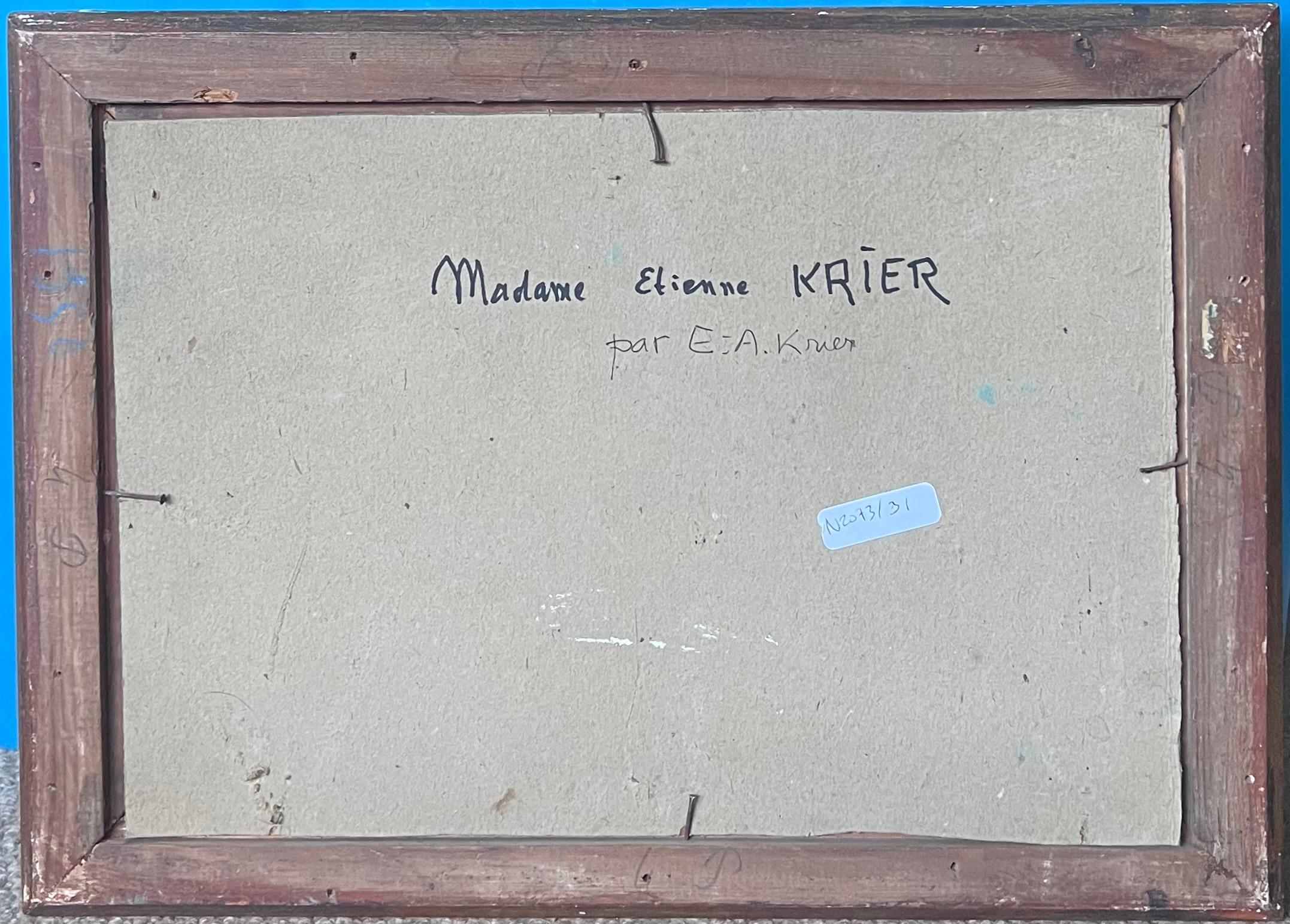 Französische impressionistische Gemälde Künstlerin, Mutter, das am Schreibtisch liest, im Interieur, 1930er Jahre im Angebot 2
