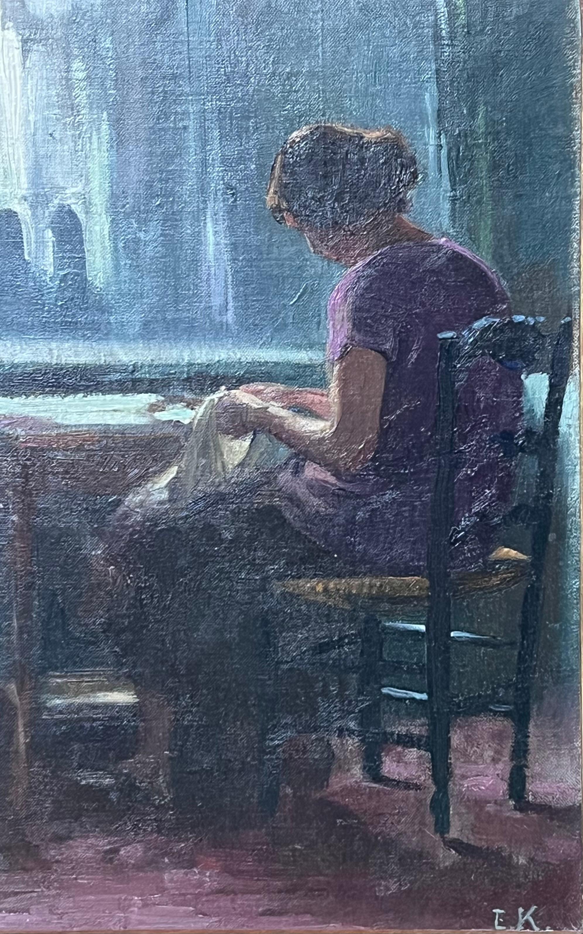 Dama en Interior
de Etienne Auguste Krier (francés, 1875-1953)
verso titulado
óleo sobre tabla firmado con iniciales, enmarcado
enmarcado: 15 x 10 pulgadas
tablero: 13 x 9 pulgadas
estado: muy bueno
procedencia: colección privada, Francia

