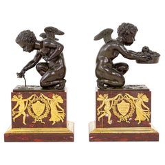 Étienne Blavet Bronze Putti 'Deux Amours', France, c. 1810