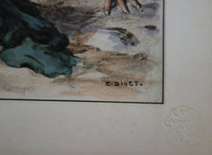 Orientalism : Young Girls Playing - Original lithograph 1898