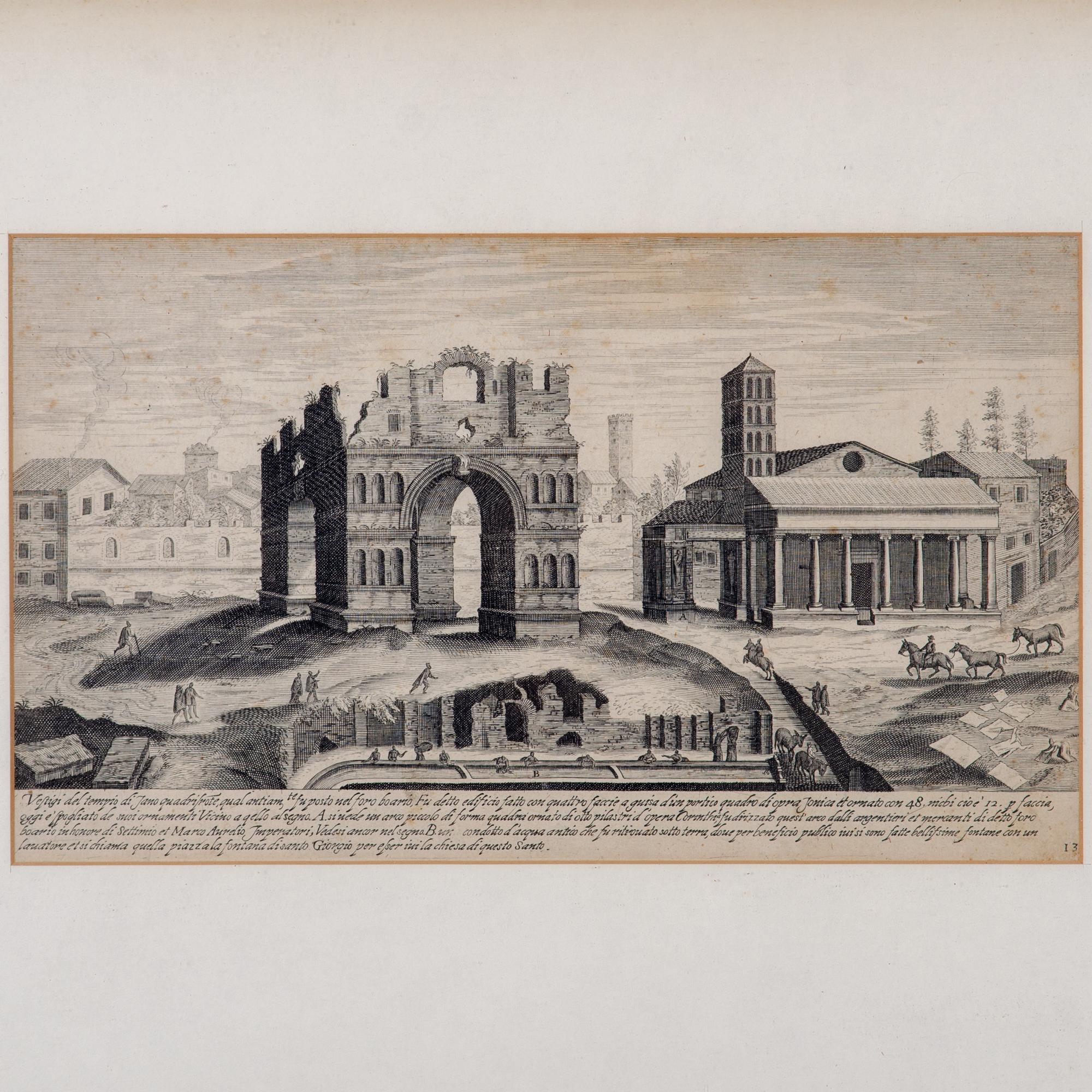 Classical Roman Étienne Dupérac Etchings of Ancient Roman Ruins, 17th Century - A Pair For Sale