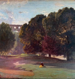 Pont du Gard, Nîmes    19. Jahrhundert Landschaft, Öl