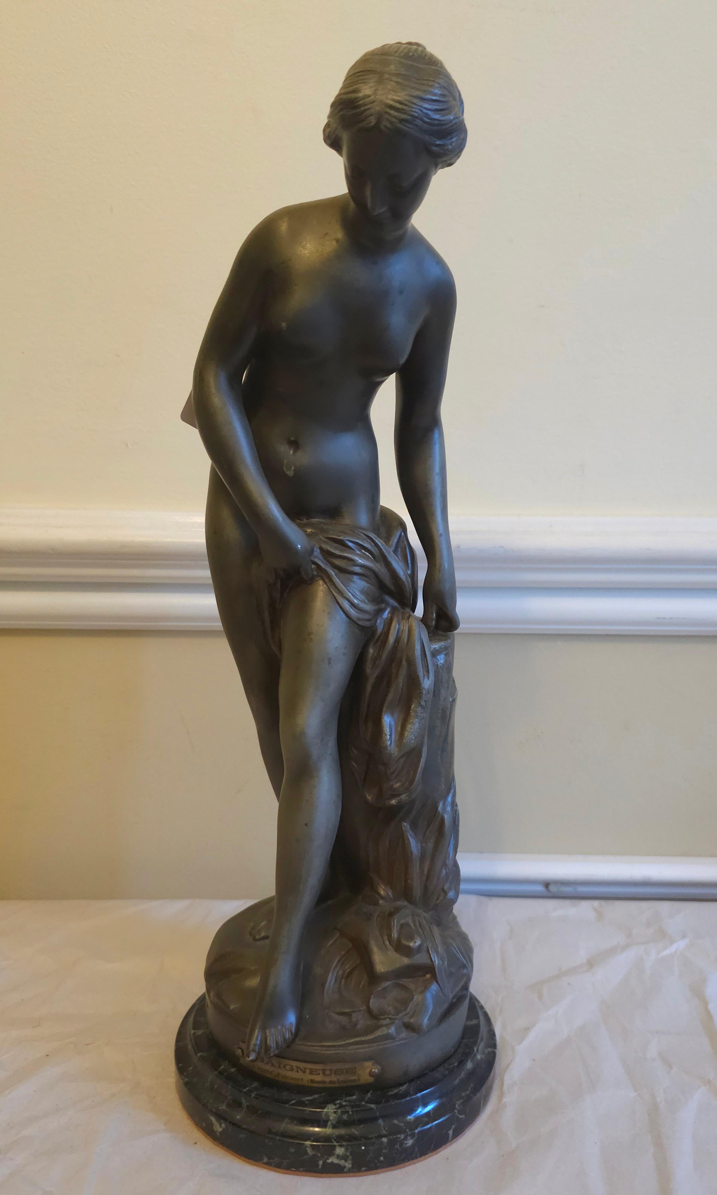 French Etienne Falconet  1716-1796 La Baigneuse (The Bather) Diana at Well Sculpture   For Sale