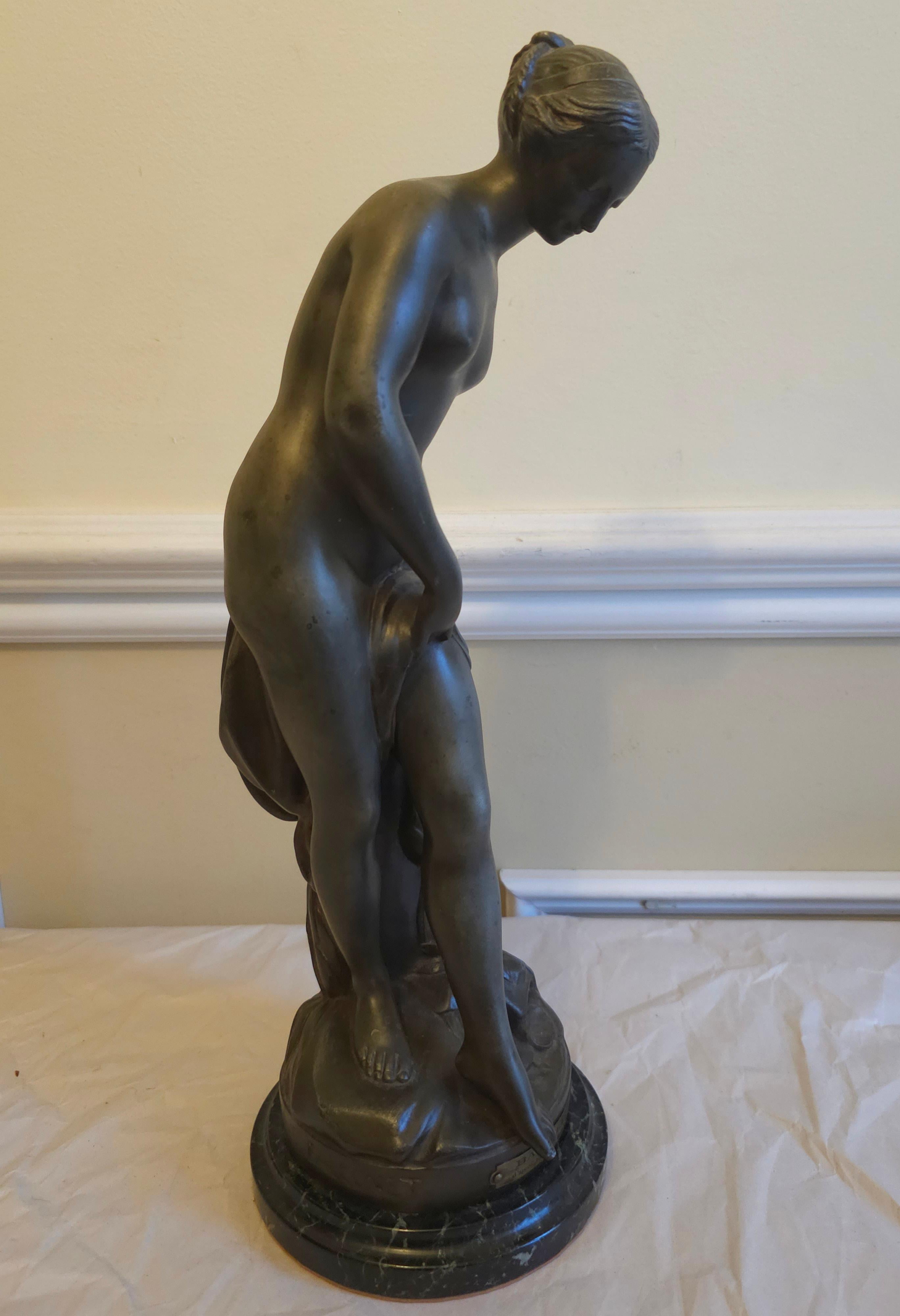 Metalwork Etienne Falconet  1716-1796 La Baigneuse (The Bather) Diana at Well Sculpture   For Sale