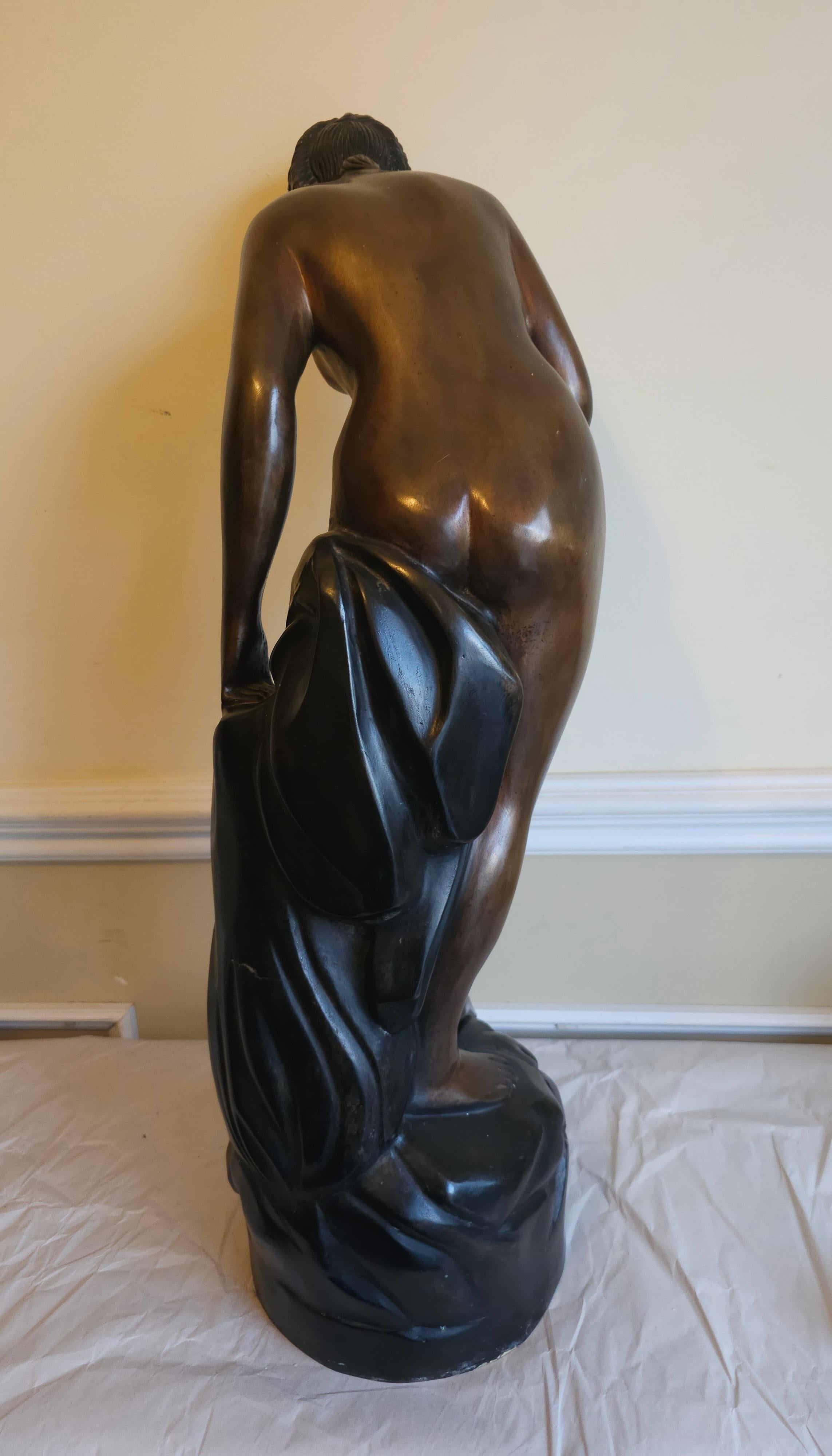 Bronze Etienne Falconet  1716-1796 La Baigneuse (The Bather) Diana Sculpture   For Sale