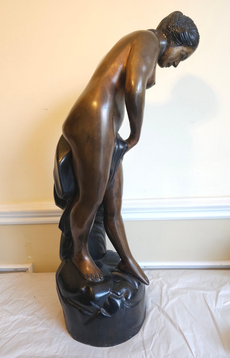 Statue Bronze 'Femme Au Bain' Par Falconnet - Sculpture Ancienne XIXe (50cm)