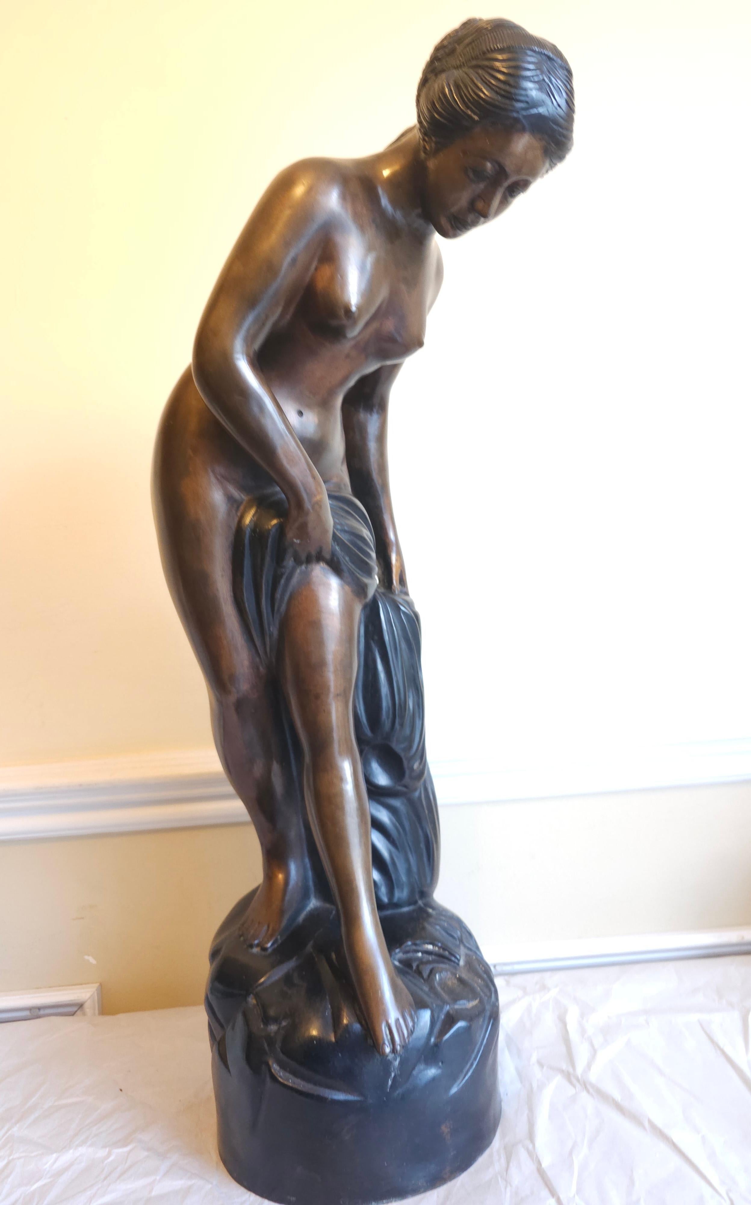 Beaux Arts Etienne Falconet  1716-1796 La Baigneuse (The Bather) Diana Sculpture   For Sale